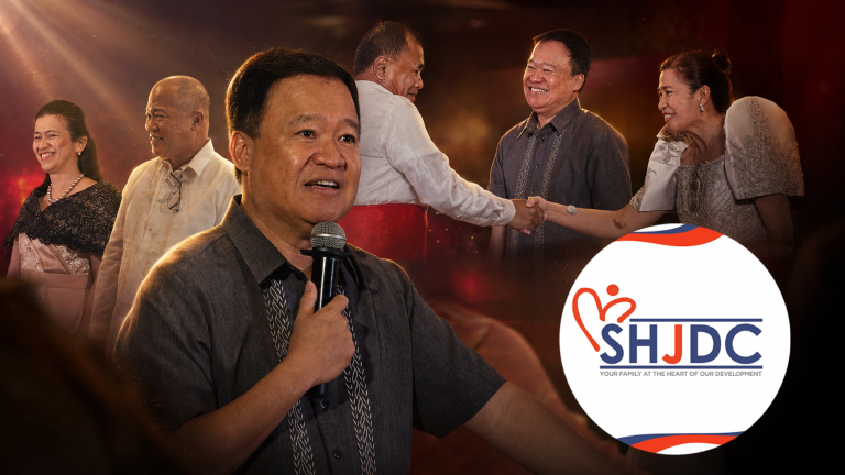 Jose Nery Bub Ong delivers his speech during the SHJDC 34th anniversary celebration at Pueblo de Panay